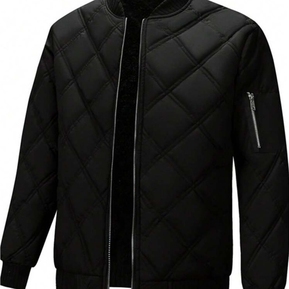 Mens padded quilted zip up bomber jacket - Picture 4 of 10